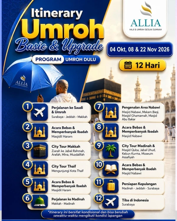 Itinerary paket umroh keberangkatan dari surabaya