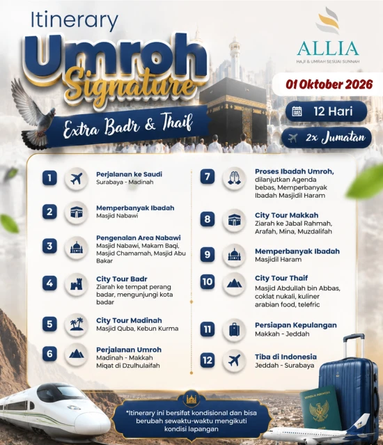 Itinerary paket umroh keberangkatan dari surabaya