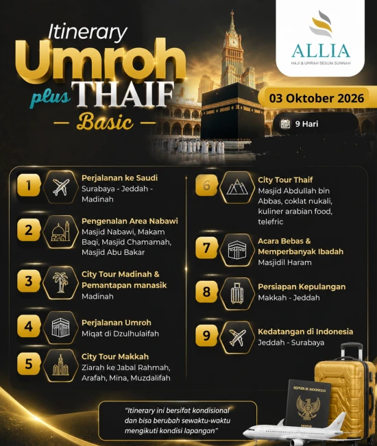 Itinerary paket umroh keberangkatan dari surabaya